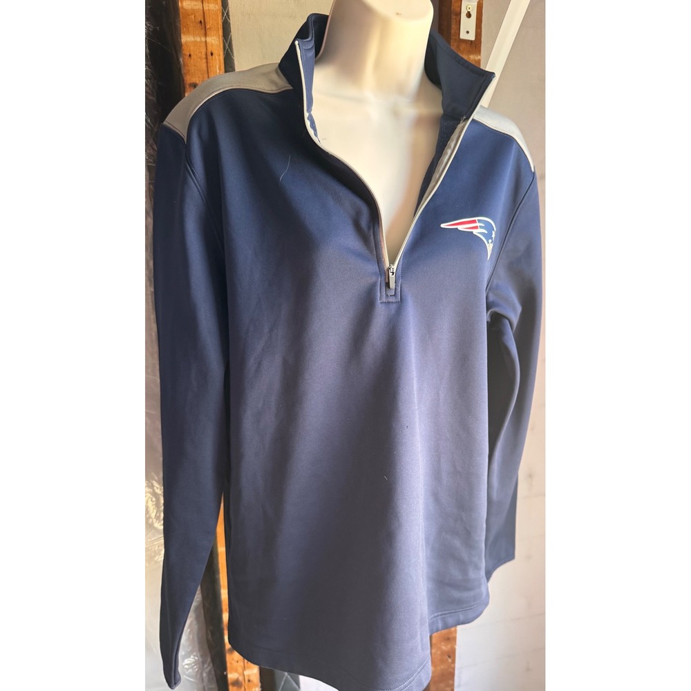 NFL Team Apparel New England Patriots Mens Navy Blue Quarter Zip Pullover Medium